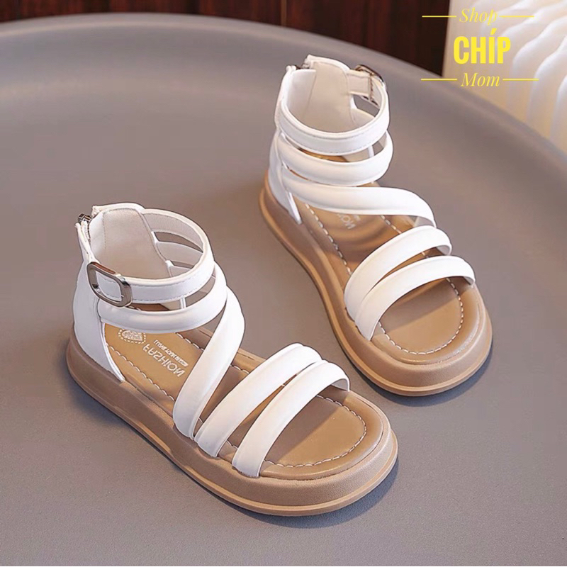 dép quai hậu cho bé sandal chiến binh bé gái dây đan da PU mẫu mới chống trượt cá tính QCCC full box hot  XD763