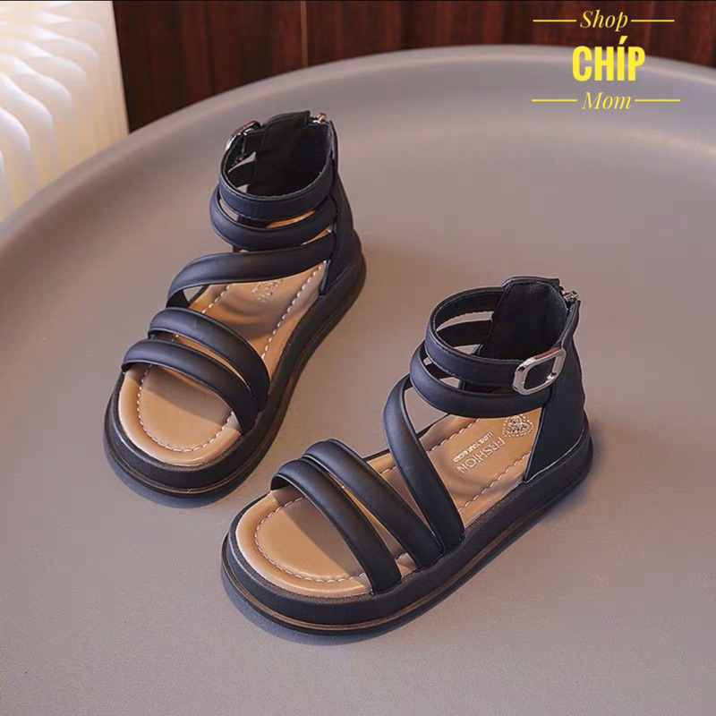 dép quai hậu cho bé sandal chiến binh bé gái dây đan da PU mẫu mới chống trượt cá tính QCCC full box hot  XD763