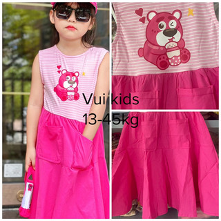 (Video) Đầm gấu dâu Lotso đắp túi siêu sang cho bé mẫu mới nhất 12-45kg