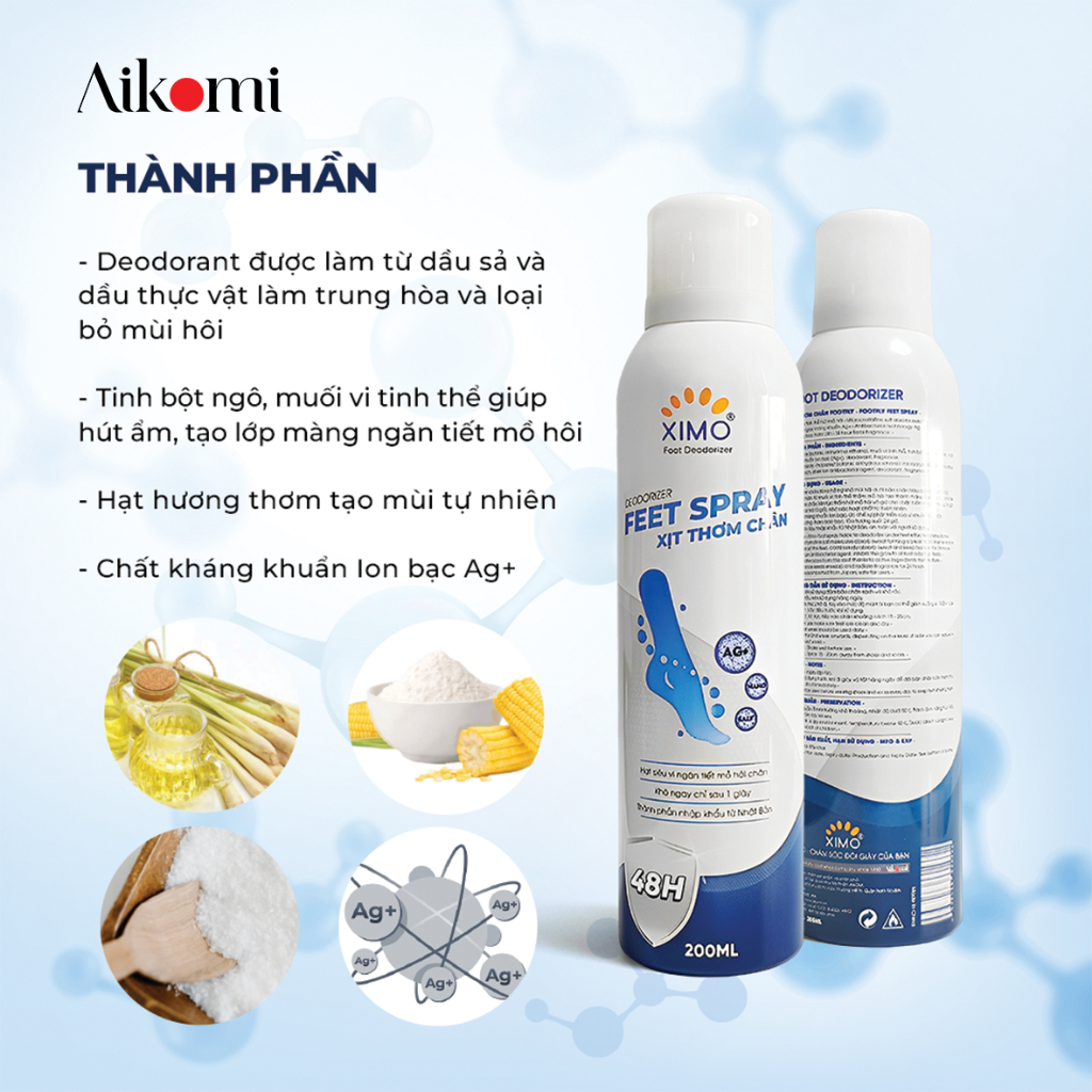 Ảnh Bình xịt ngăn mùi hôi chân XIMO Feet Spray Xịt khử mùi thơm chân hạn chế vi khuẩn và lưu giữ mùi hương cho lòng bàn chân 3