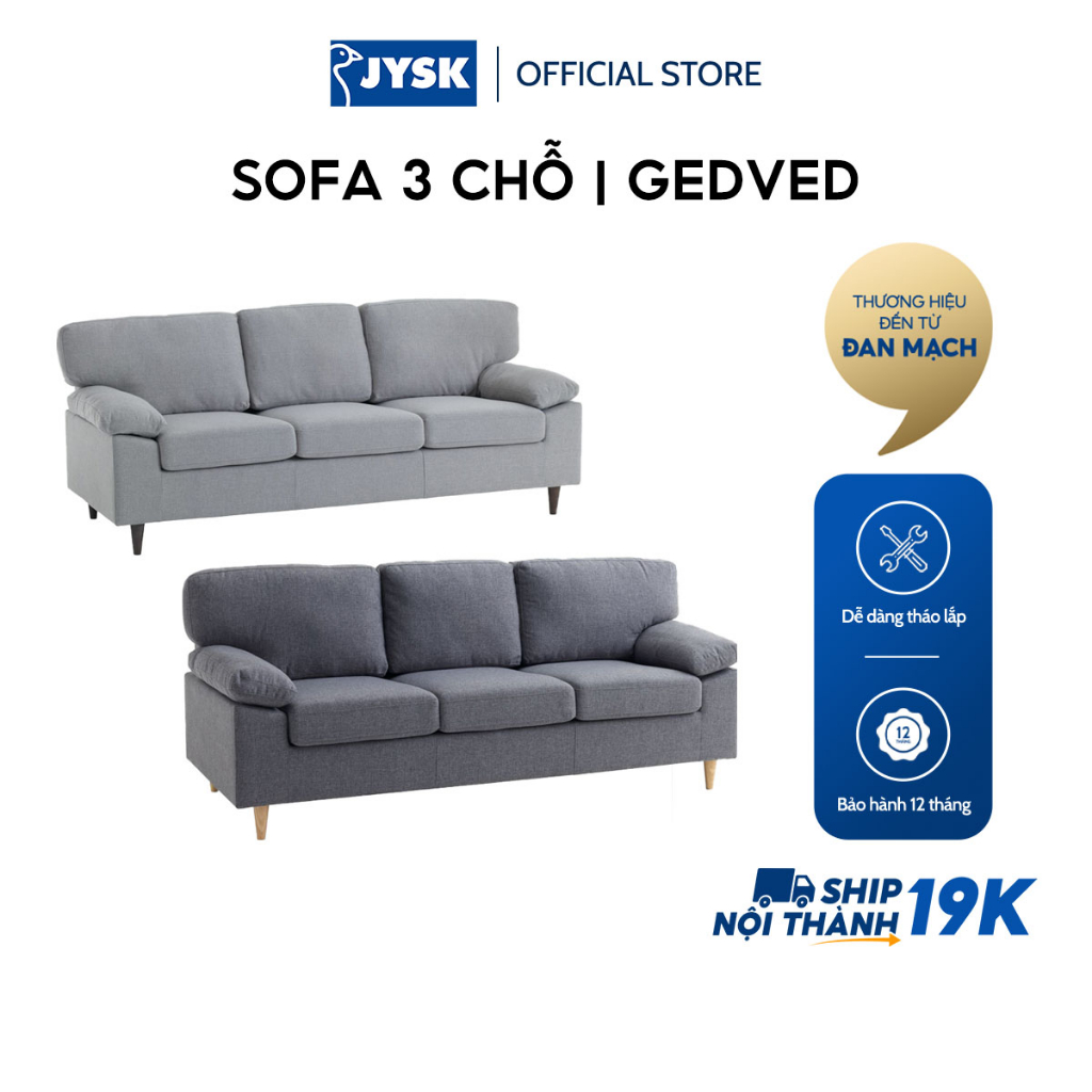 Bộ Sofa JYSK Gedved Polyester xám/xám nhạt nhiều kích thước