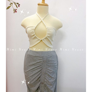 (Nhiều màu) Áo ống cột dây hở ngực, đổi được nhiều kiểu thun cotton