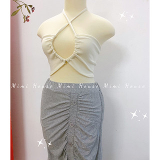 (Nhiều màu) Áo ống cột dây hở ngực, đổi được nhiều kiểu thun cotton