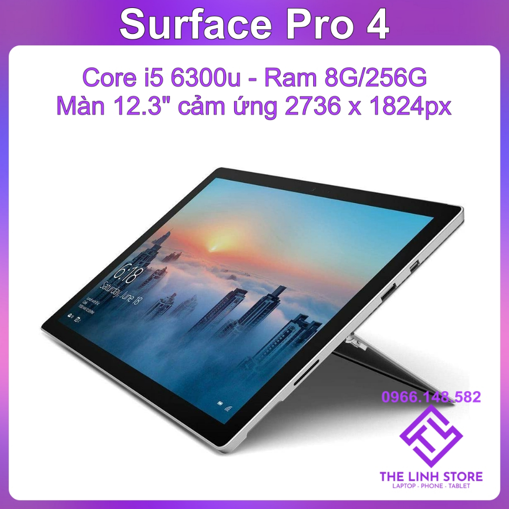 Máy tính bảng Surface Pro 4 màn 12.3 inch - Core i5 6300u ram 8G 256G ...