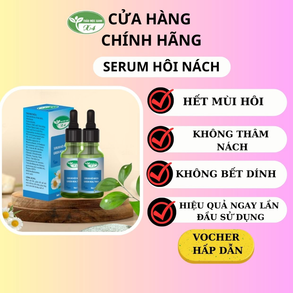 Serum hôi nách thảo mộc xanh x4 12ml khủ mùi hôi nách ngăn ngừa tiết mồ hôi giúp nách luôn khô thoáng không bị thâm nach