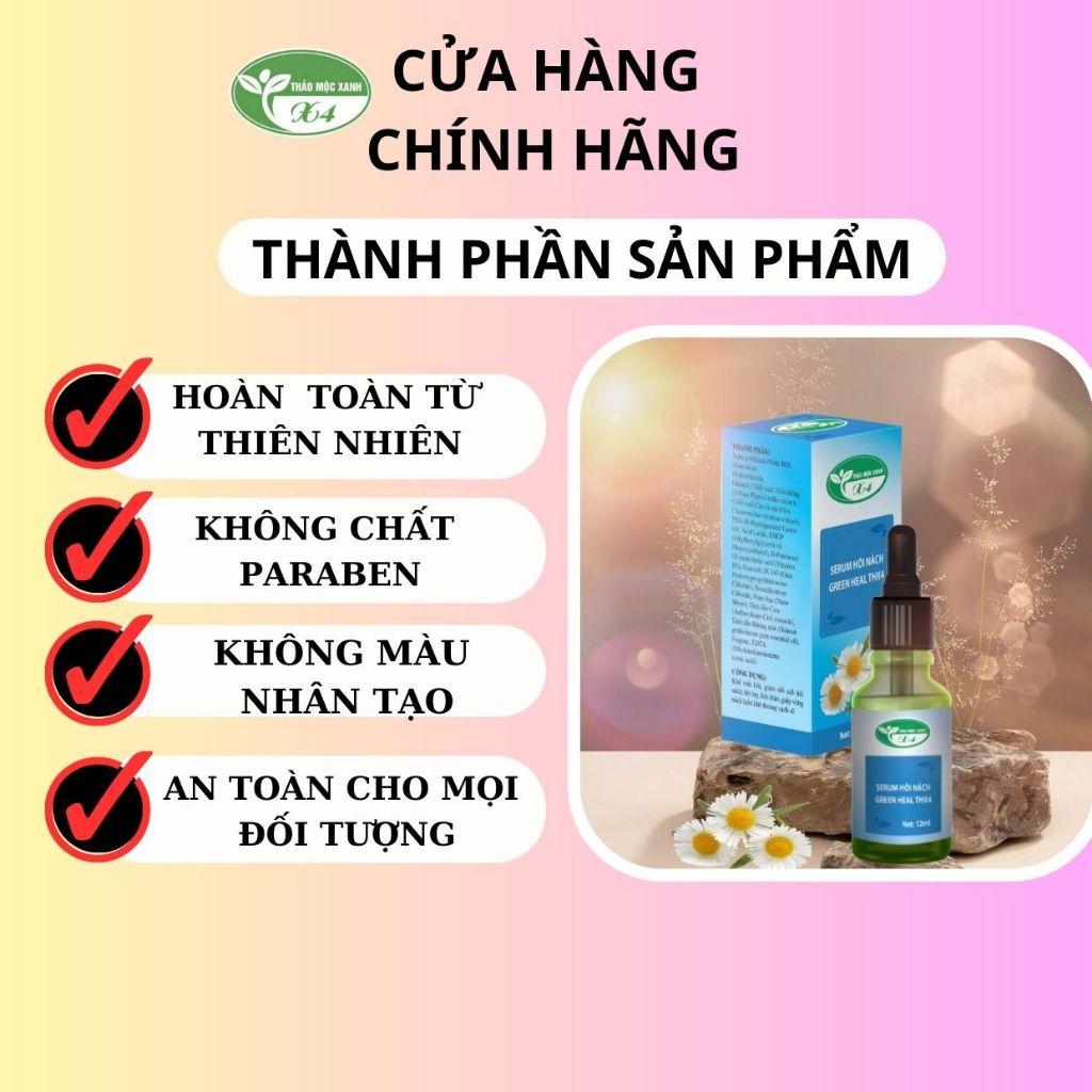 Serum hôi nách thảo mộc xanh x4 12ml khủ mùi hôi nách ngăn ngừa tiết mồ hôi giúp nách luôn khô thoáng không bị thâm nach