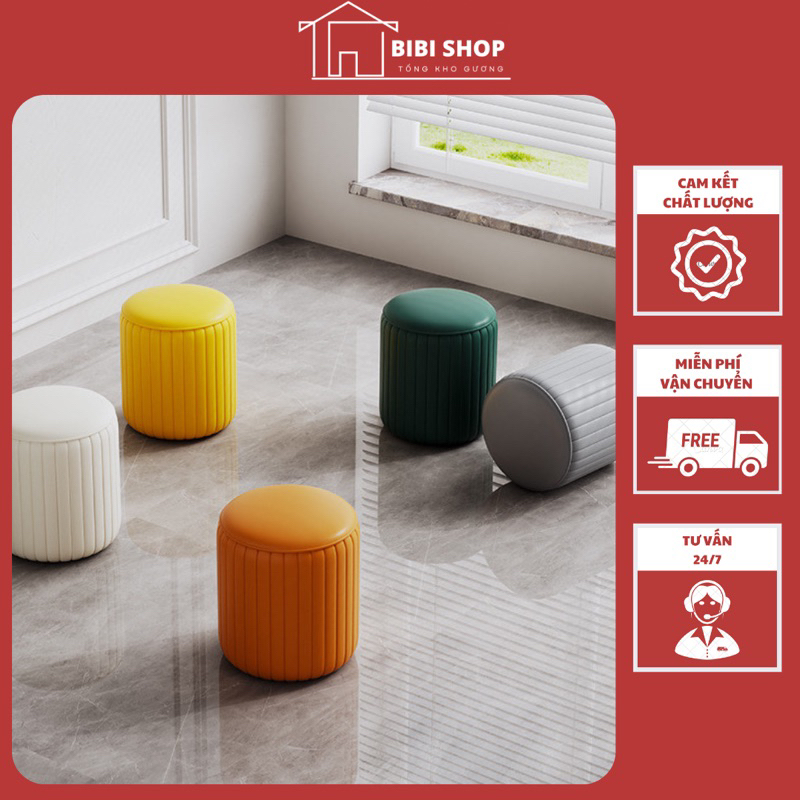 Đôn tròn sofa nỉ nhung cao cấp, Ghế trang điểm hình tròn bọc đệm nỉ nhung siêu êm