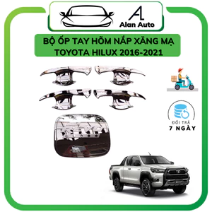 Bộ ốp tay cửa, hõm cửa xe Toyota Hilux đời 2016 - 2021, Mạ Crom trang trí chống xước cao cấp