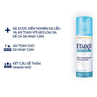 Xịt Khử Mùi Mồ Hôi Chân Etiaxil Déodorant Anti-Transpirant 48h Pieds (100ml)