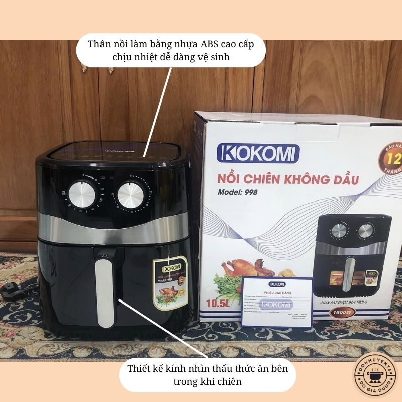 Nồi chiên không dầu Kokomi 10.5L - Nhìn thấu bên trong