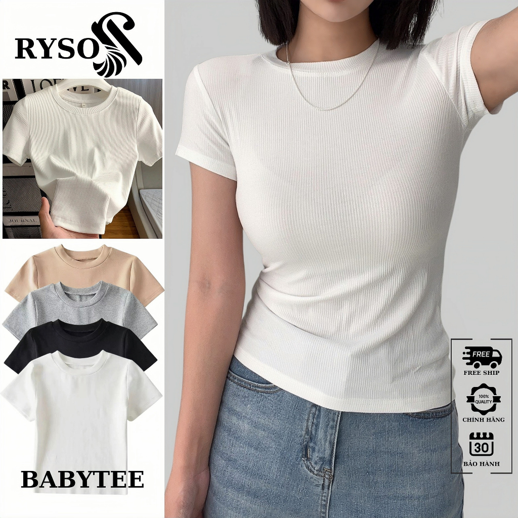 Áo Thun Tay Ngắn RYSO FASHION Form Dài Chất Thun Gân Cổ Tròn Len Tăm Mềm Mát Cao Cấp Ôm Body Cổ Tròn Dáng Dài spe