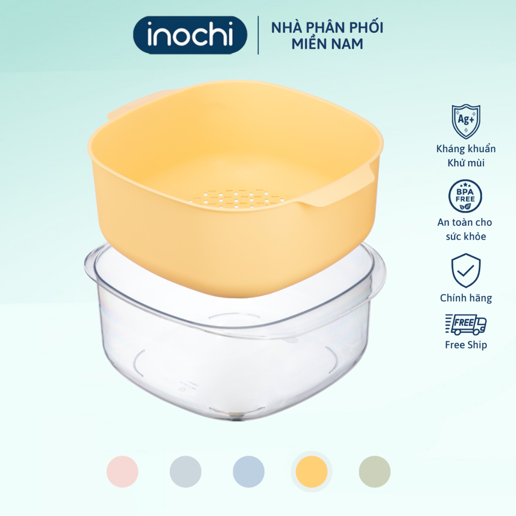 Bộ thau rổ inochi. Chất liệu nhựa PP chịu nhiệt, không giòn gãy/phai ...