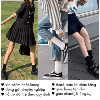 Tất Cao Cổ Thể Thao Trắng Đen Trơn Nữ Nam T29