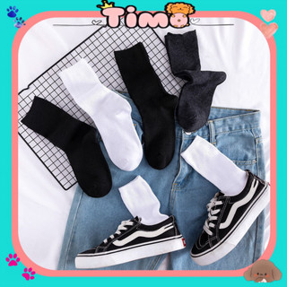 Tất Cao Cổ Thể Thao Trắng Đen Trơn Nữ Nam T29