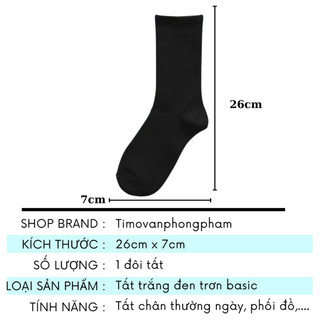 Tất Cao Cổ Thể Thao Trắng Đen Trơn Nữ Nam T29