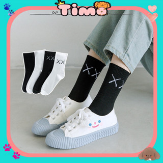 Tất Đen Trắng Trơn Nữ Nam Cổ Cao Thể Thao XX T29