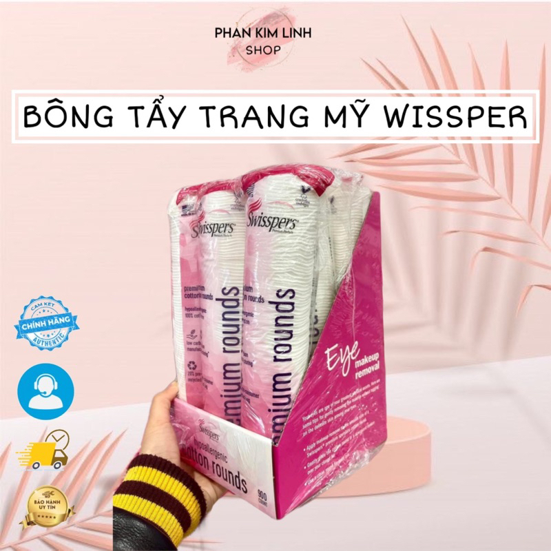 Bông tẩy trang Wissper mỹ 100 miếng