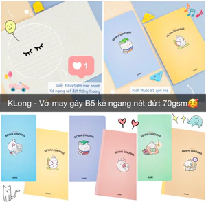 KLONG - Vở Kẻ Ngang Nét Đứt May Dán Gáy B5 80 Trang - 120 Trang - 200 - 300 Trang 70/76; MS: 800 - 801 - 802 - 803🐻🌸