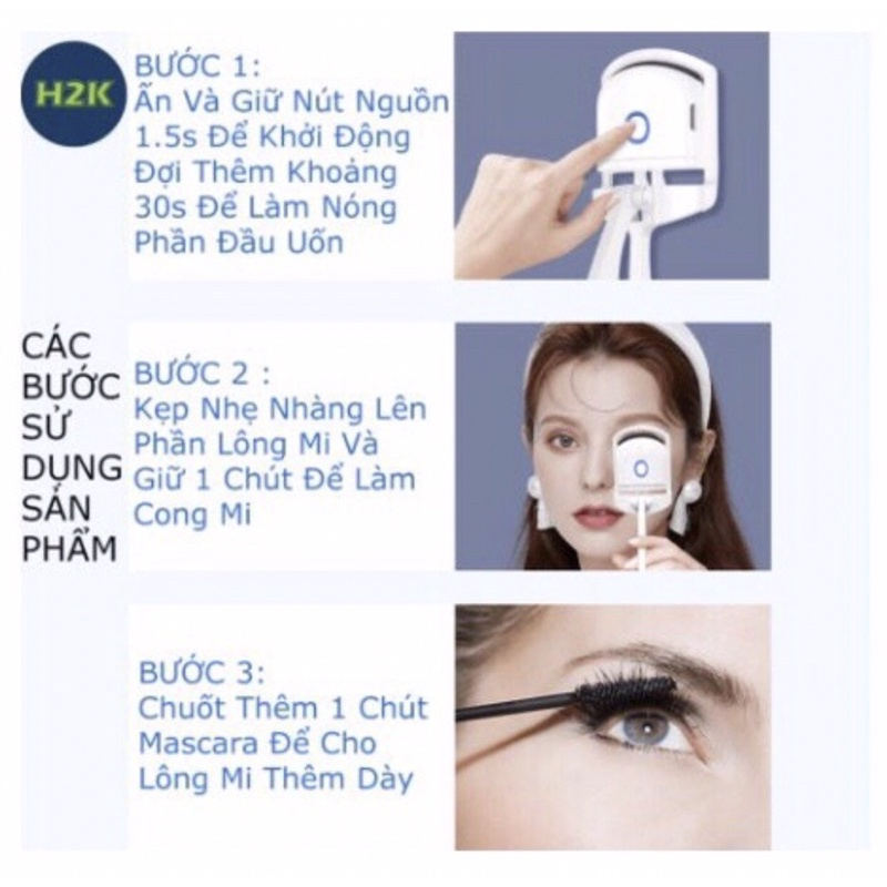 Máy Uốn Lông Mi - Máy Uốn Mi Điện Thông Minh Tiện Dụng Dùng Nhiệt Pin Sạc