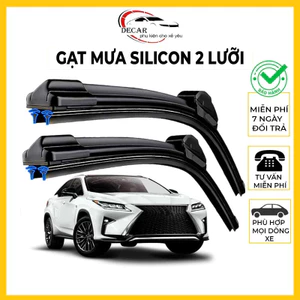 Gạt mưa LƯỠI KÉP silicon cao cấp, thanh gạt kính nước mưa oto xe hơi 2 lưỡi khung mềm đa năng gat mua luoikep
