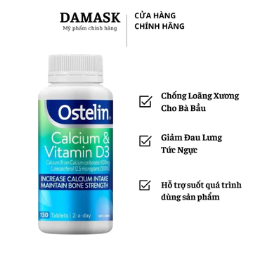 Viên uống bổ sung Canxi và Vitamin D3 cho mẹ bầu Ostelin Calcium & Vitamin D3 130 viên Úc