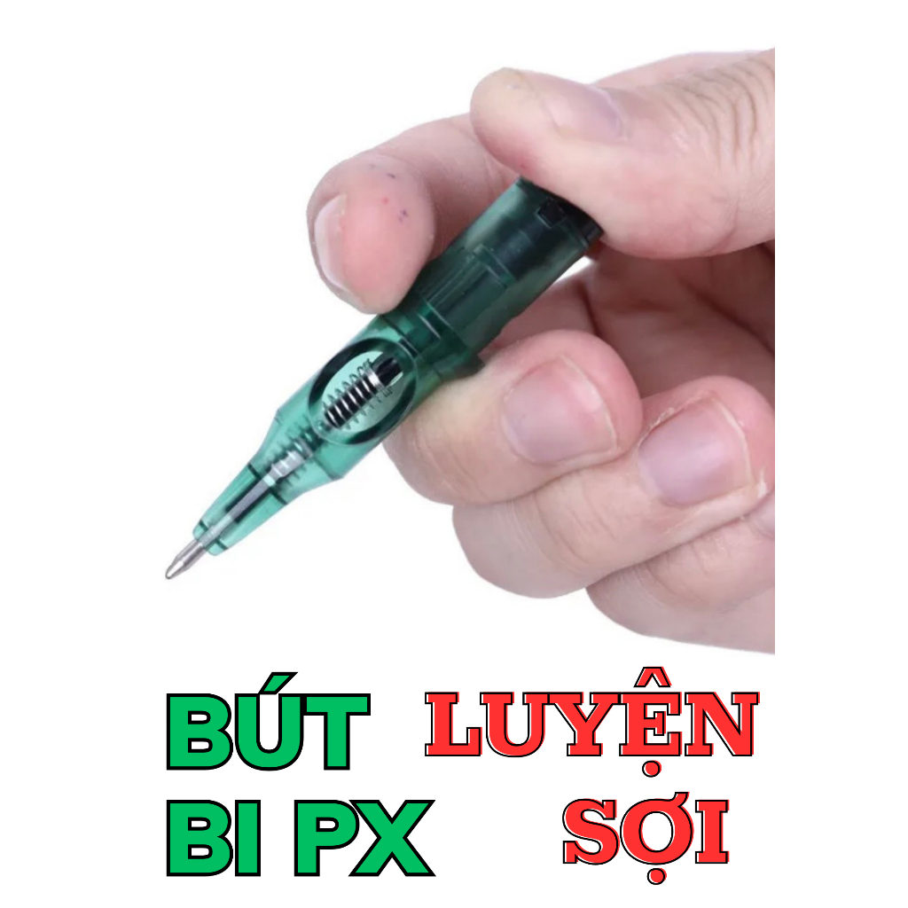 Bút Bi tích hợp Máy Phun Xăm luyện Kéo Sợi Máy, Kéo Sợi Chân Mày trên Giấy Vẽ | Combo vĩ 5 cái màu Xanh, Đen, Đỏ