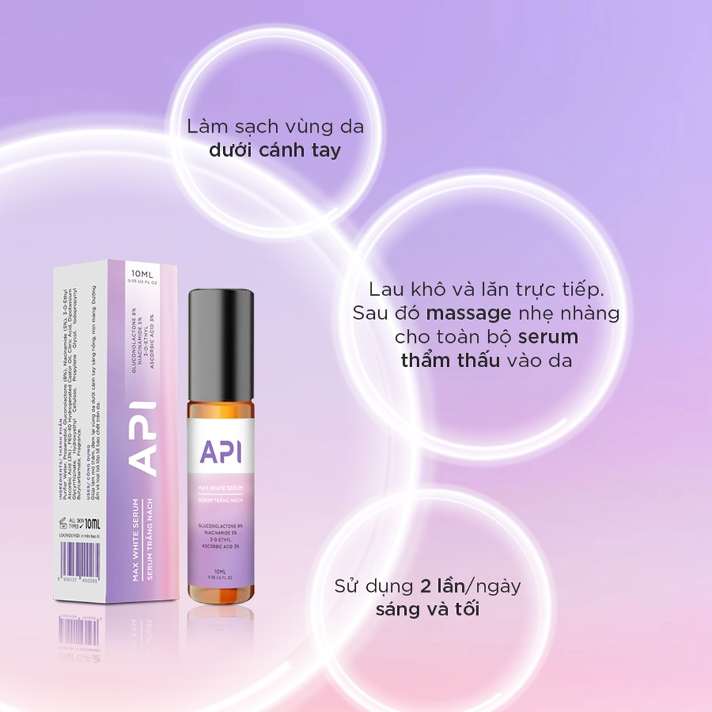 Serum Trắng Nách API Và Khử mùi hôi nách API , Son Nách API , Lăn Khử Mùi Ngăn Tiết Mồ Hôi 72h