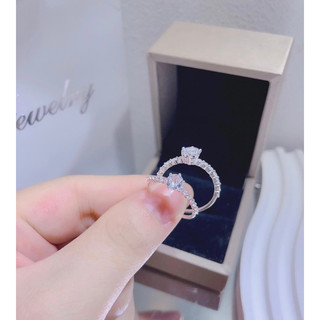 Nhẫn nữ bạc LoPa dáng đá chủ nhỏ xinh đính đá nhẹ nhàng thanh lịch