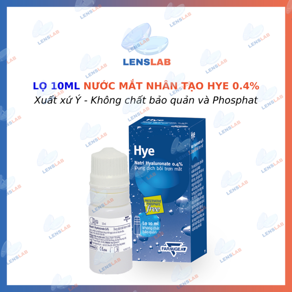Nước Mắt Nhân Tạo HYE Natri Hyaluronate 0.4% - Nhập khẩu từ Ý - Hàng Chính Hãng