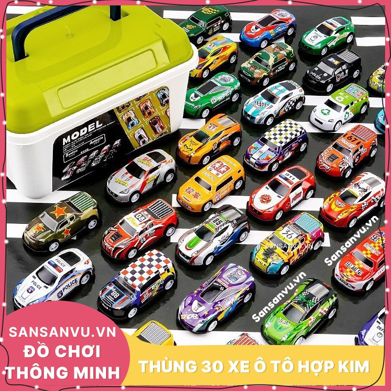 Thùng 30 Xe Ô Tô Đồ Chơi Hợp Kim Sansanvu Combo Kèm Hộp Đựng Hàng Loại 1 Đồ Chơi Ô Tô Cho Bé
