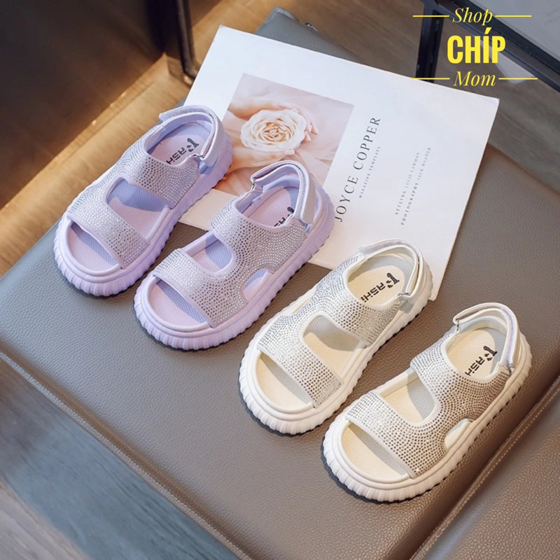 sandal bé gái dép quai hậu cho bé đính đá đế êm chân chống trượt cho bé từ 3 tuổi size đại full box 2308