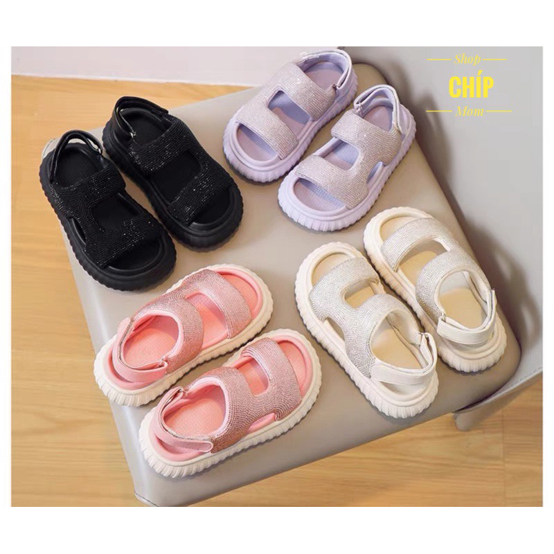 sandal bé gái dép quai hậu cho bé đính đá đế êm chân chống trượt cho bé từ 3 tuổi size đại full box 2308