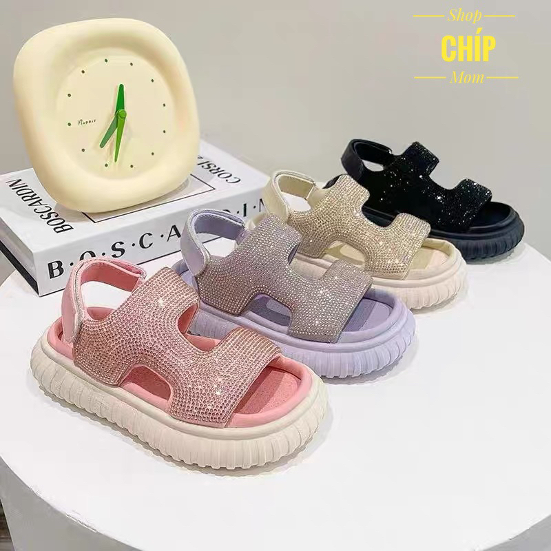sandal bé gái dép quai hậu cho bé đính đá đế êm chân chống trượt cho bé từ 3 tuổi size đại full box 2308