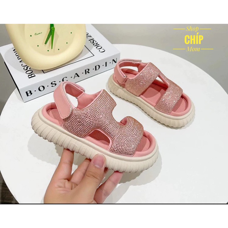 sandal bé gái dép quai hậu cho bé đính đá đế êm chân chống trượt cho bé từ 3 tuổi size đại full box 2308