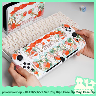 [Sẵn VN - Hỏa Tốc] OLED/V1/V2/Lite Set Bộ Phụ Kiện Case Ốp Máy / Dock, Hộp Băng Nintendo Switch Rabbit Strawberry