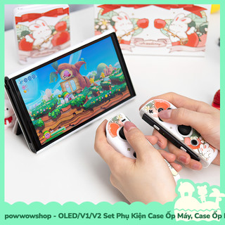 [Sẵn VN - Hỏa Tốc] OLED/V1/V2/Lite Set Bộ Phụ Kiện Case Ốp Máy / Dock, Hộp Băng Nintendo Switch Rabbit Strawberry