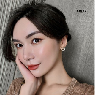 LD06 Bông tai Nơ Hình Tròn Đính Đá LINDO Xinh xắn, Dễ thương, Phong cách Thanh Lịch