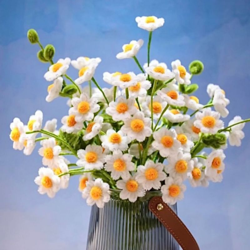 Hoa cúc mini kẽm nhung làm sẵn màu trắng cành 4 hoa siêu xinh decor làm ...
