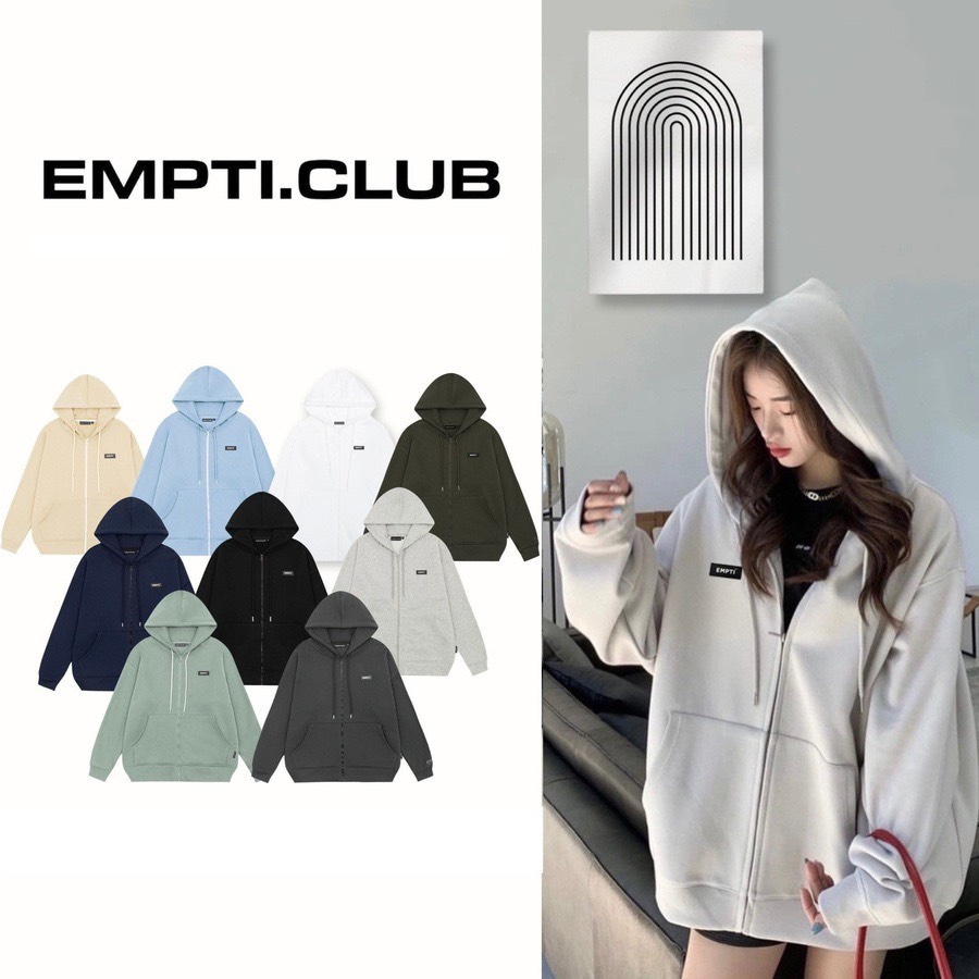 Hoodie Zip EMPTI , Áo Khoác Nỉ Form rộng Unisex In Chữ Empti Nam Nữ Mặc ...