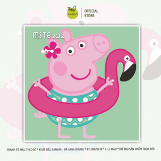 Tranh tô màu số hóa Madoca có khung 20x20cm hoạt hình và Peppa Pig