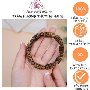 Vòng tay trầm hương tốc tự nhiên bình dân -đốt trúc khắc chữ vạn đủ cỡ hạt,8 đến 14ly-Nam nữ.