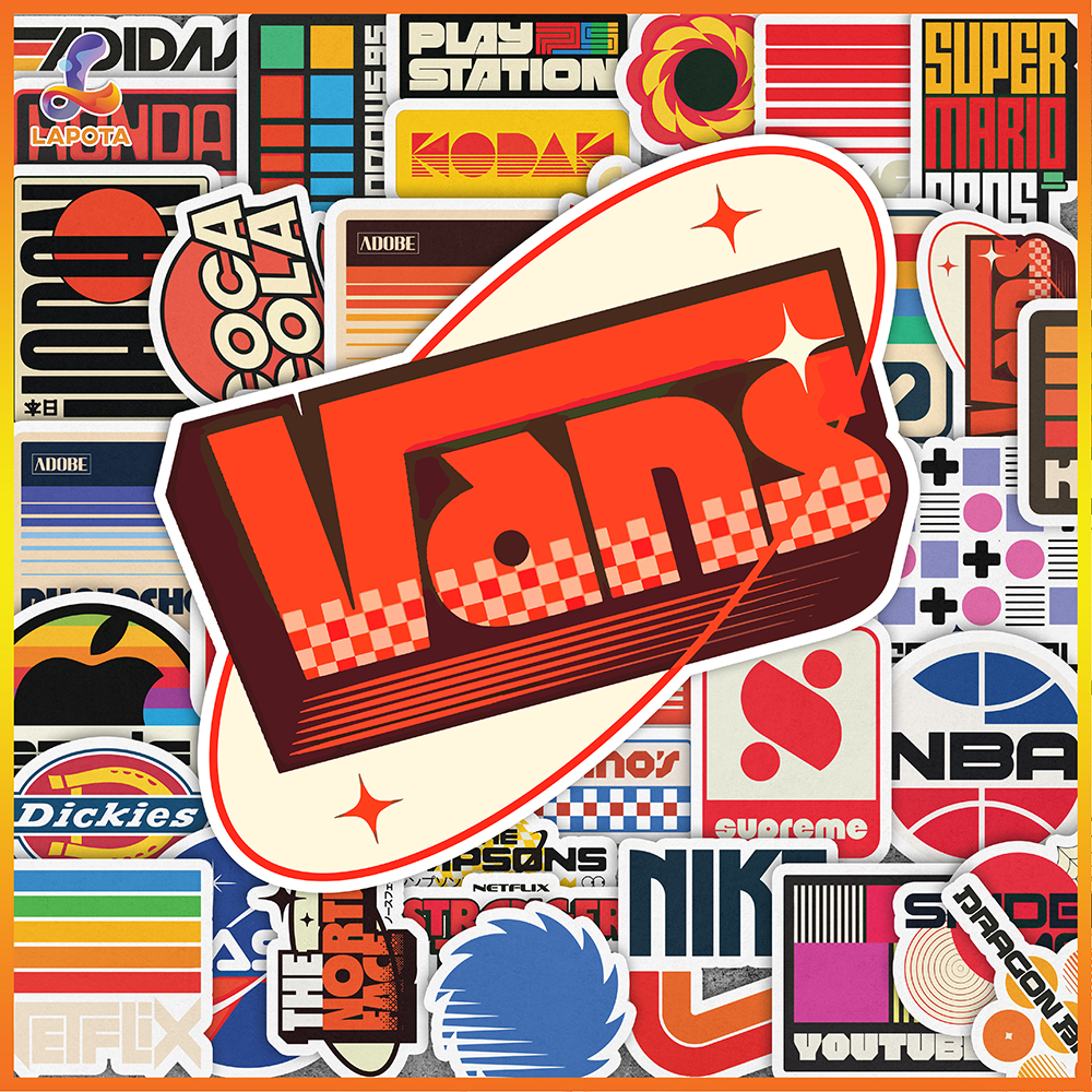 Set 50 cái Sticker Retro Logo chống nước, Hình Dán Logo Thương Hiệu ...