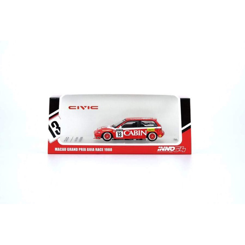 1:64 INNO64 HONDA Civic EF3 #13 Team Cabin Macau Guia Race 1988 ...