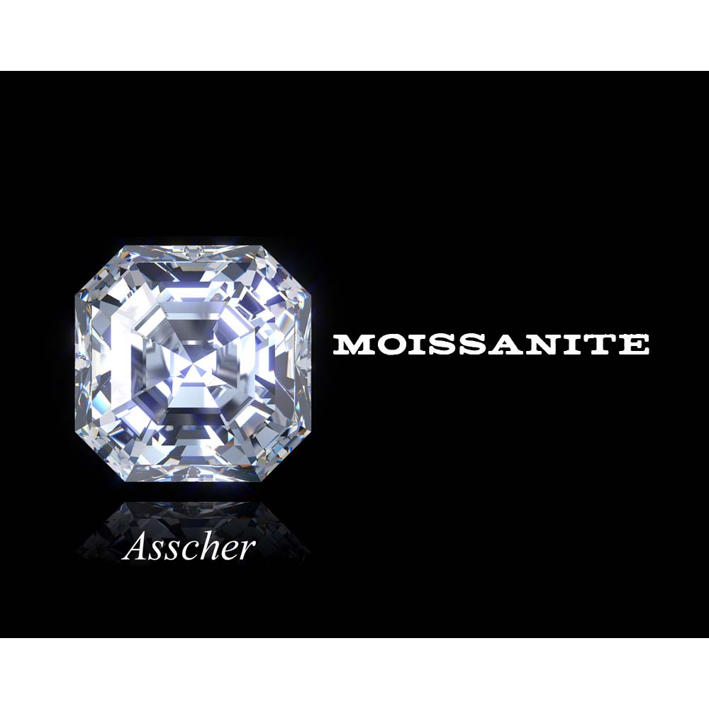 Moissanite ASSCHER VUÔNG chặt góc