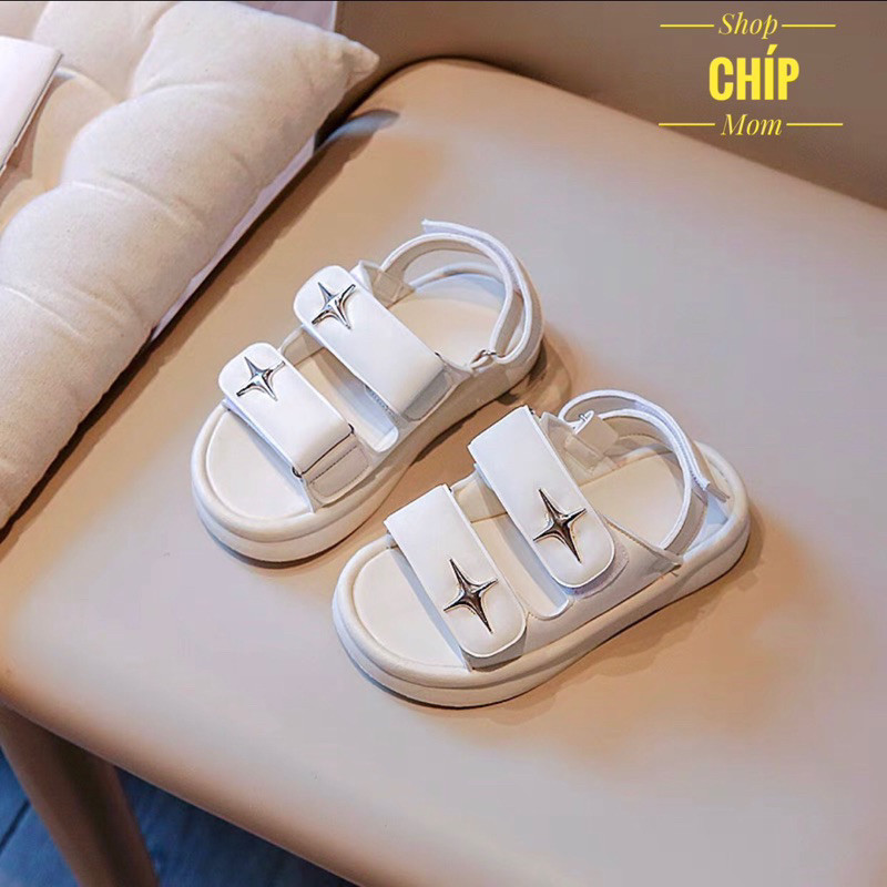 sandal bé trai dép quai hậu cho bé gái ngôi sao da PU bóng mềm êm chân 2 quai kiểu dáng thể thao QCCC full box 219
