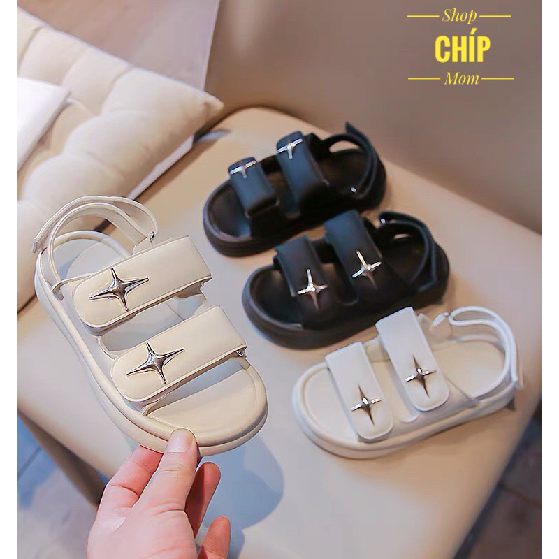 sandal bé trai dép quai hậu cho bé gái ngôi sao da PU bóng mềm êm chân 2 quai kiểu dáng thể thao QCCC full box 219