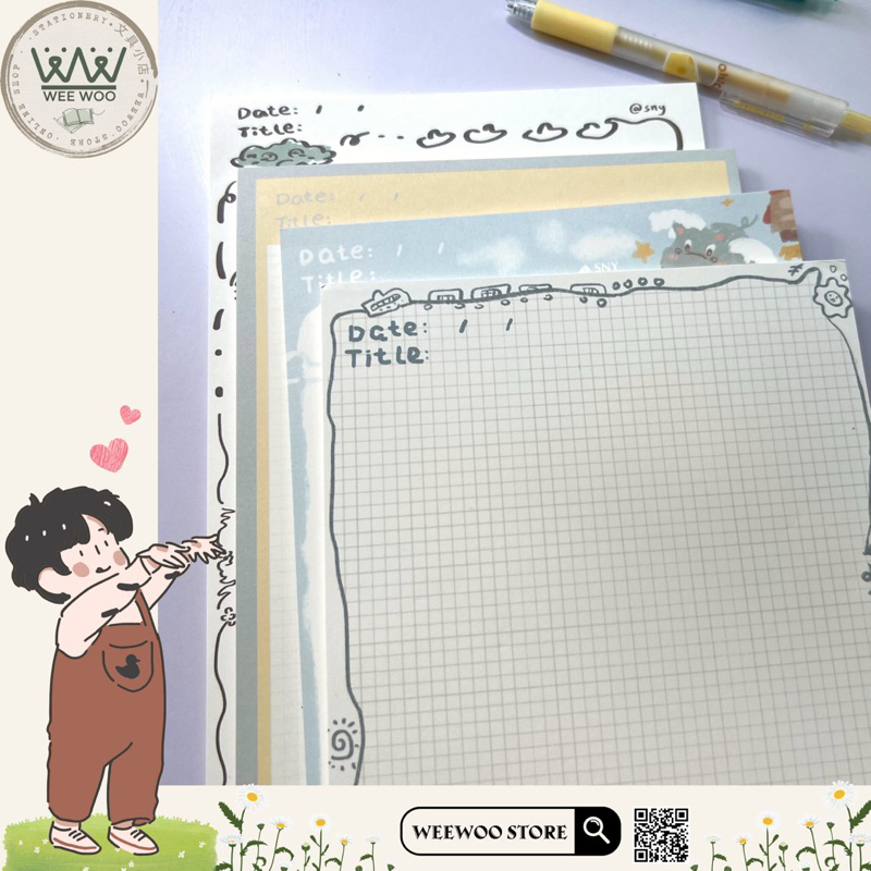 Tập 30 tờ giấy note B5 100gsm tờ ghi chú series chú Hà Mã - WeeWoo ...