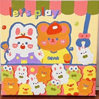 Tranh tô màu theo số Hoạt Hình Cute - Size 20x20cm, đã căng khung sẵn, kèm màu, cọ vẽ