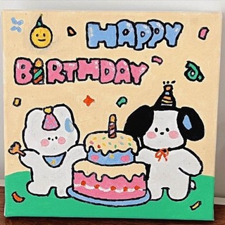Tranh tô màu theo số Hoạt Hình Cute - Size 20x20cm, đã căng khung sẵn, kèm màu, cọ vẽ