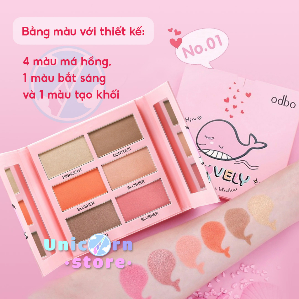 Bảng Phấn Mắt Cá Voi Dễ Thương Odbo Lovely Pantone Blusher 15g OD197
